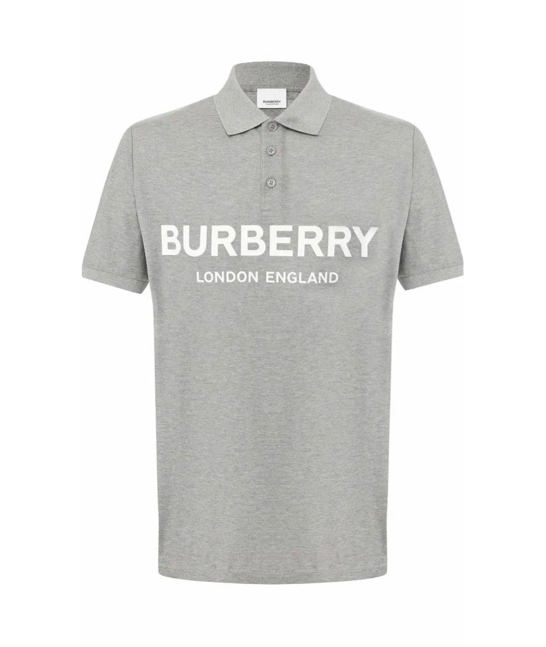 BURBERRY Серая хлопко-эластановая футболка, фото 8