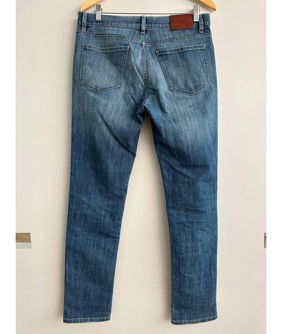 ZZEGNA Синие хлопко-полиэстеровые прямые джинсы, фото 2