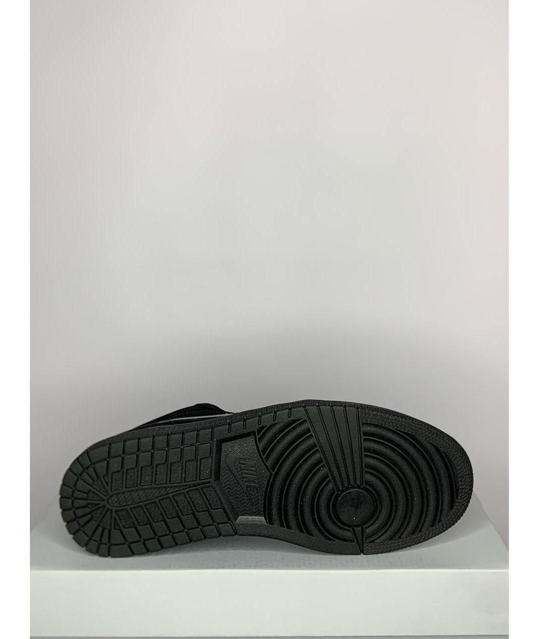 JORDAN Черные кожаные низкие кроссовки / кеды, фото 5