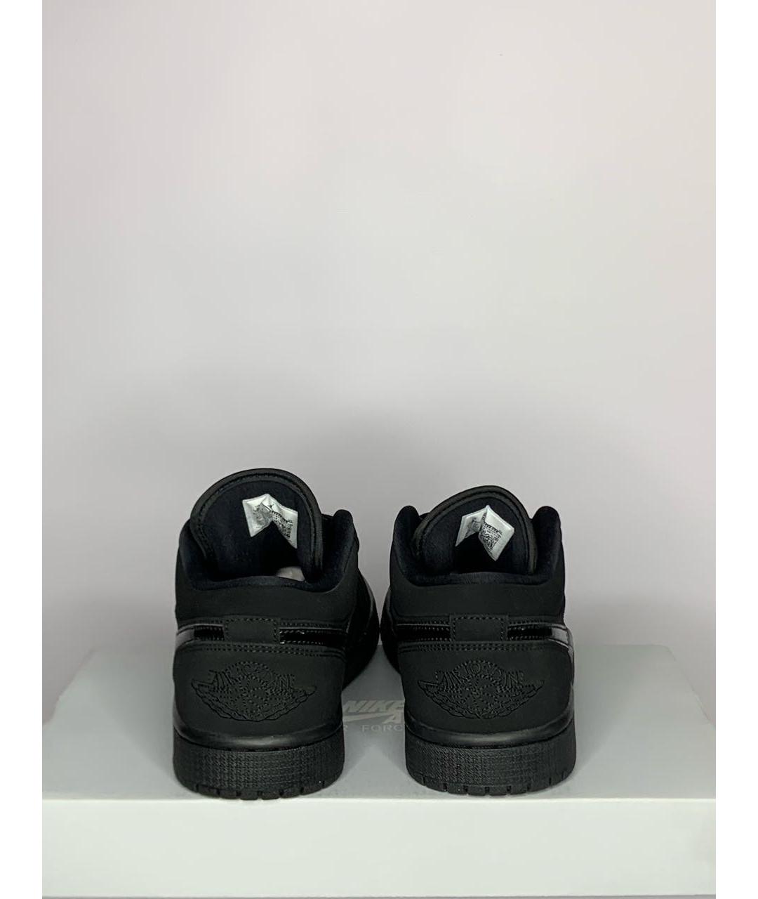JORDAN Черные кожаные низкие кроссовки / кеды, фото 4