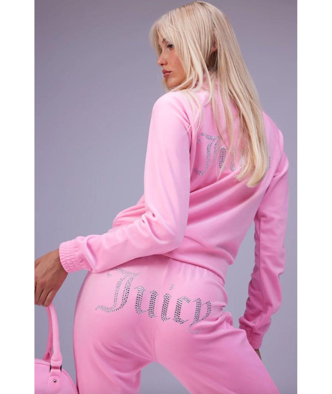 JUICY COUTURE Розовый велюровый костюм с брюками, фото 6