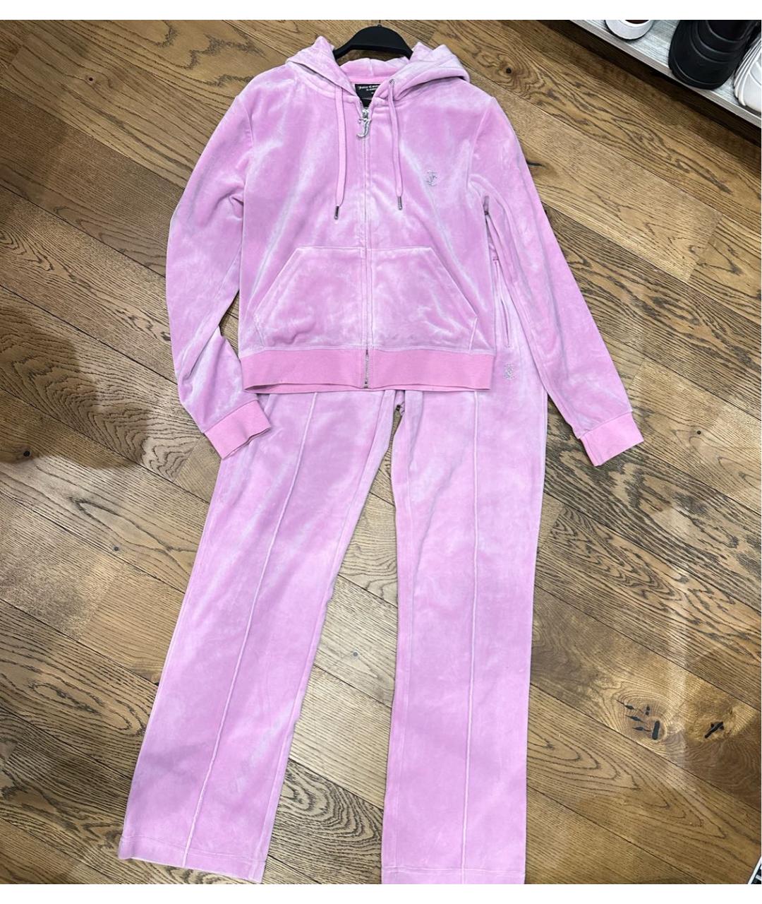 JUICY COUTURE Розовый велюровый костюм с брюками, фото 9