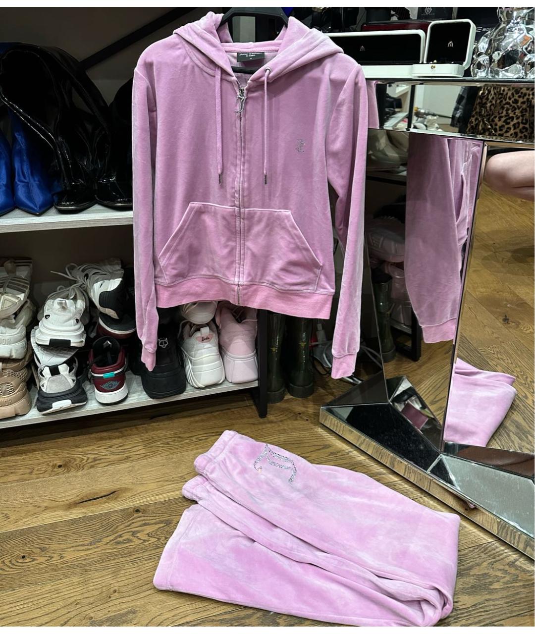 JUICY COUTURE Розовый велюровый костюм с брюками, фото 4