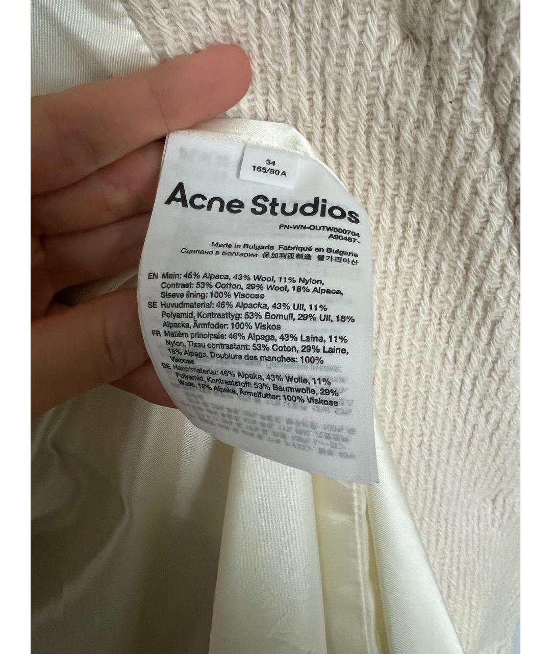 ACNE STUDIOS Белое шерстяное пальто, фото 5
