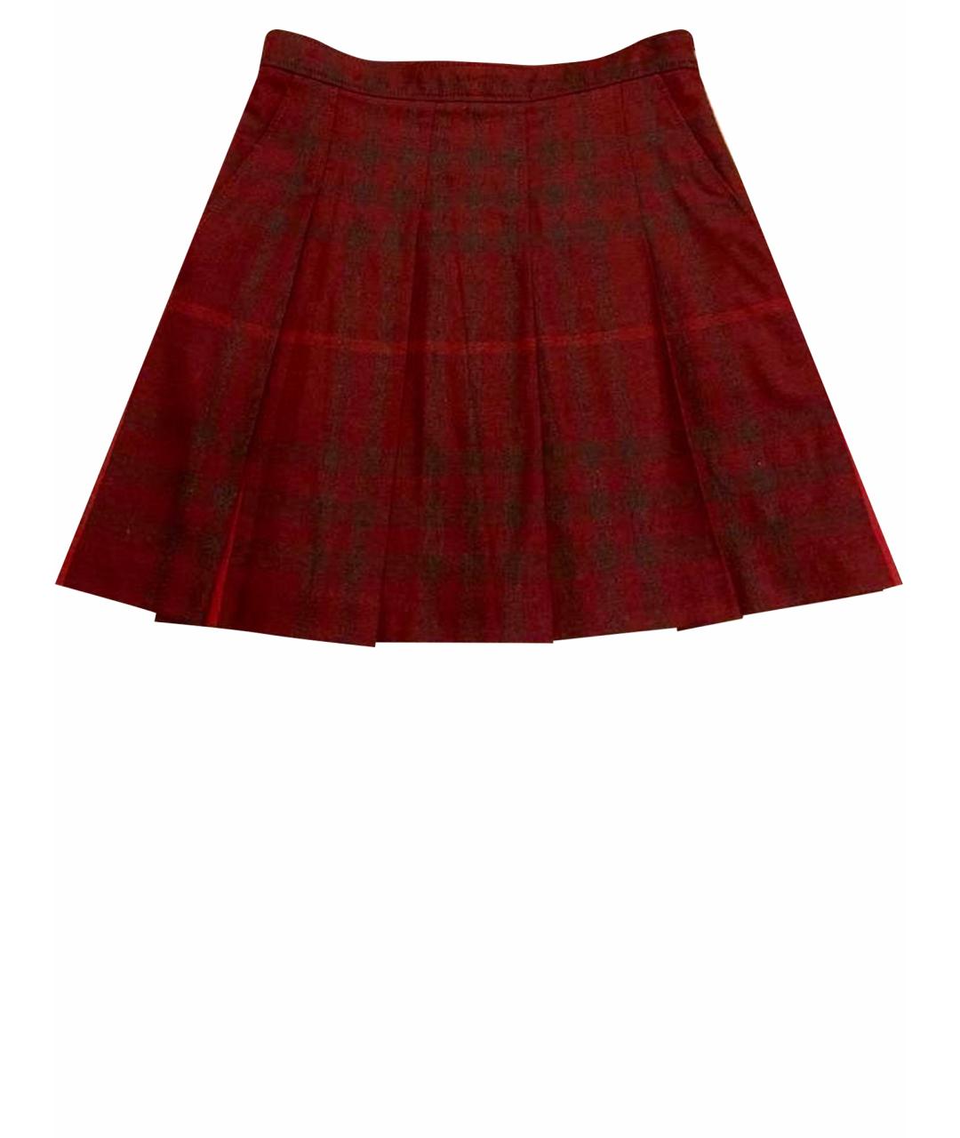 BURBERRY BRIT Бордовая шерстяная юбка мини, фото 1