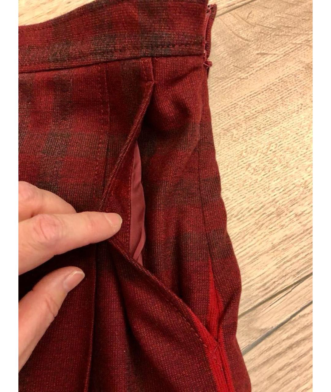 BURBERRY BRIT Бордовая шерстяная юбка мини, фото 4