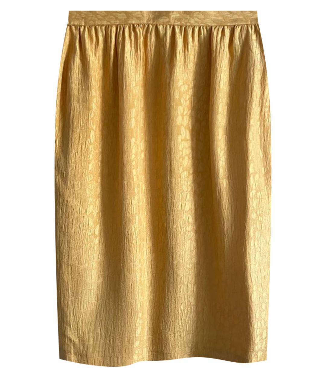 LOUIS FERAUD Желтая шелковая юбка миди, фото 1