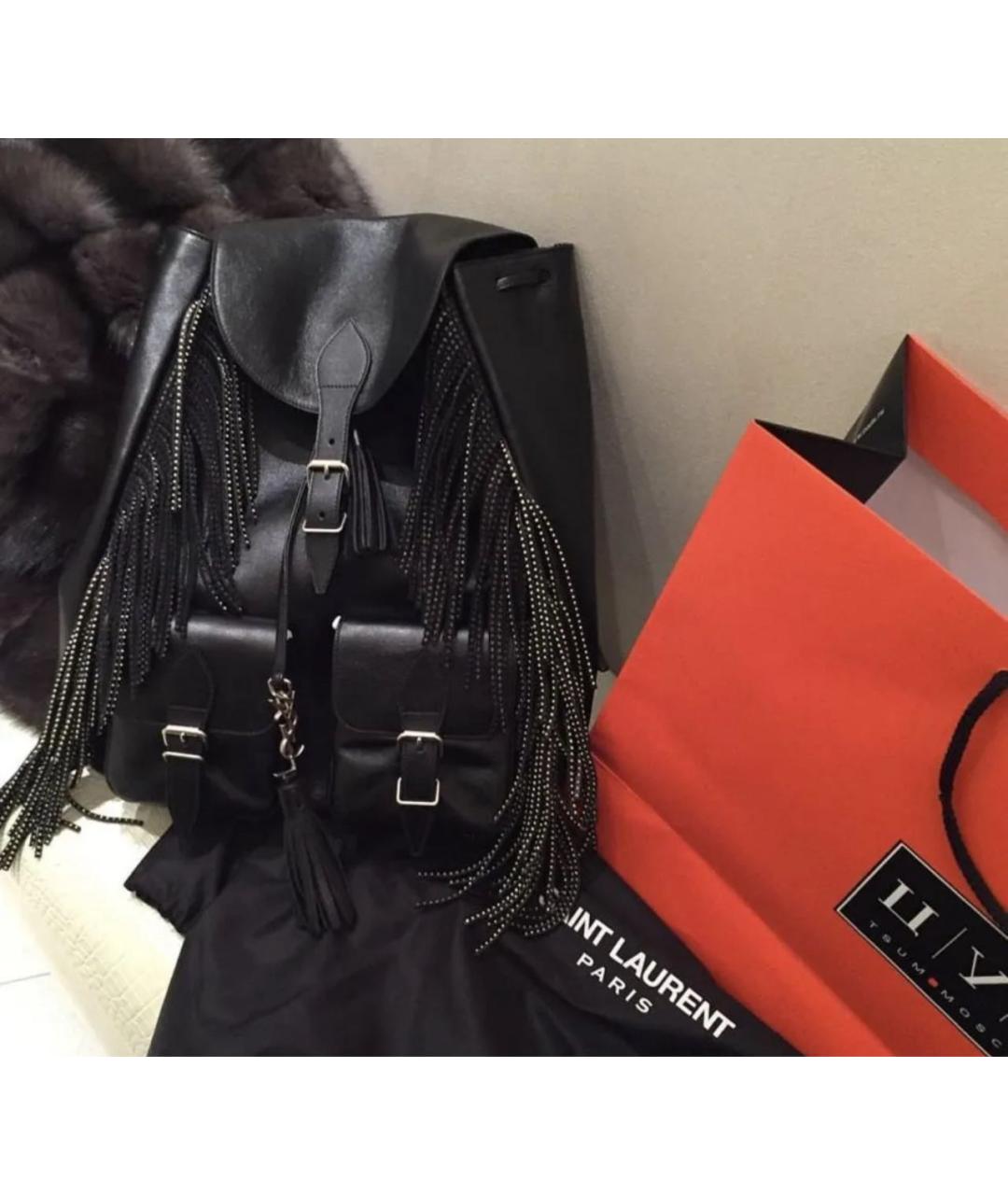 SAINT LAURENT Черный кожаный рюкзак, фото 4