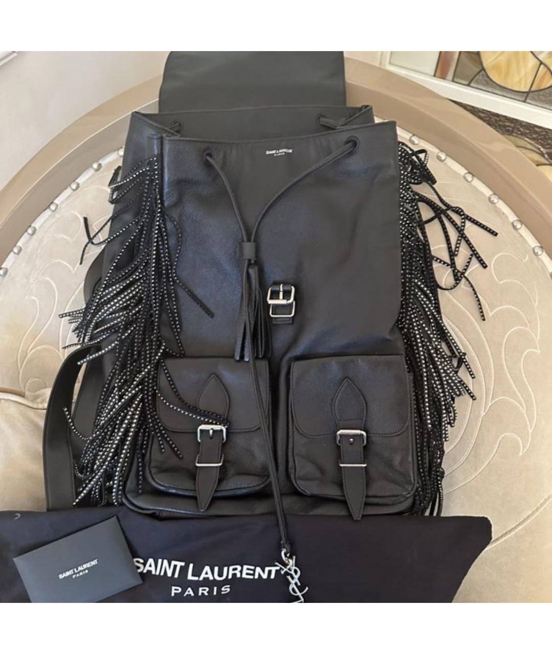 SAINT LAURENT Черный кожаный рюкзак, фото 3