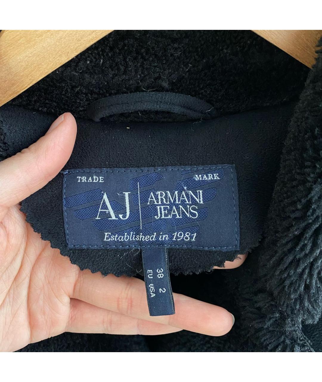 ARMANI JEANS Черная полиэстеровая дубленка, фото 3