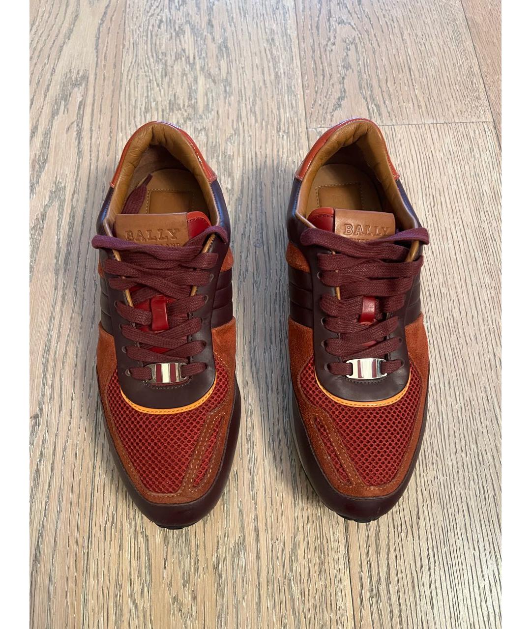 BALLY Бордовые кожаные кроссовки, фото 2