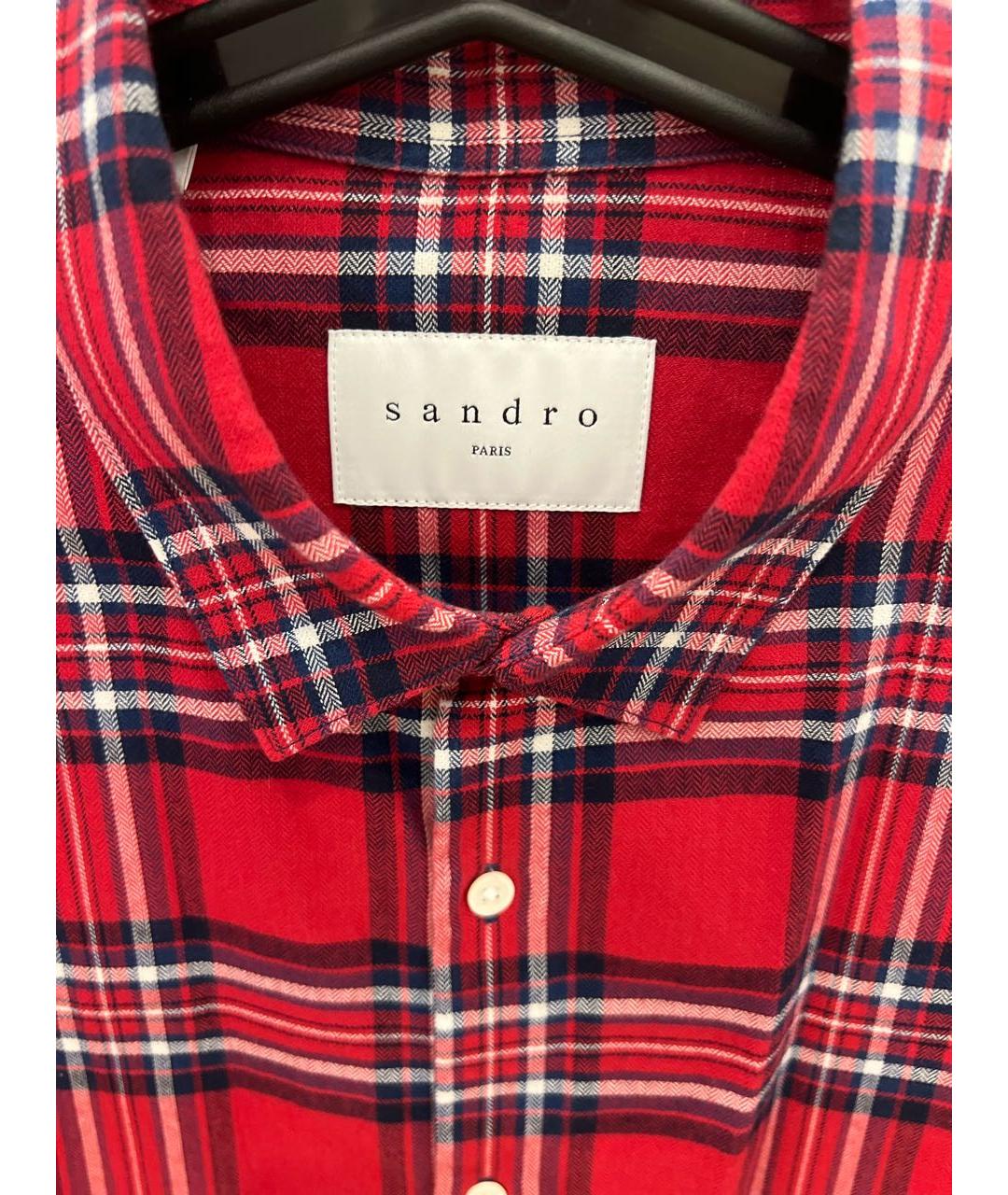 SANDRO Красная хлопковая кэжуал рубашка, фото 3