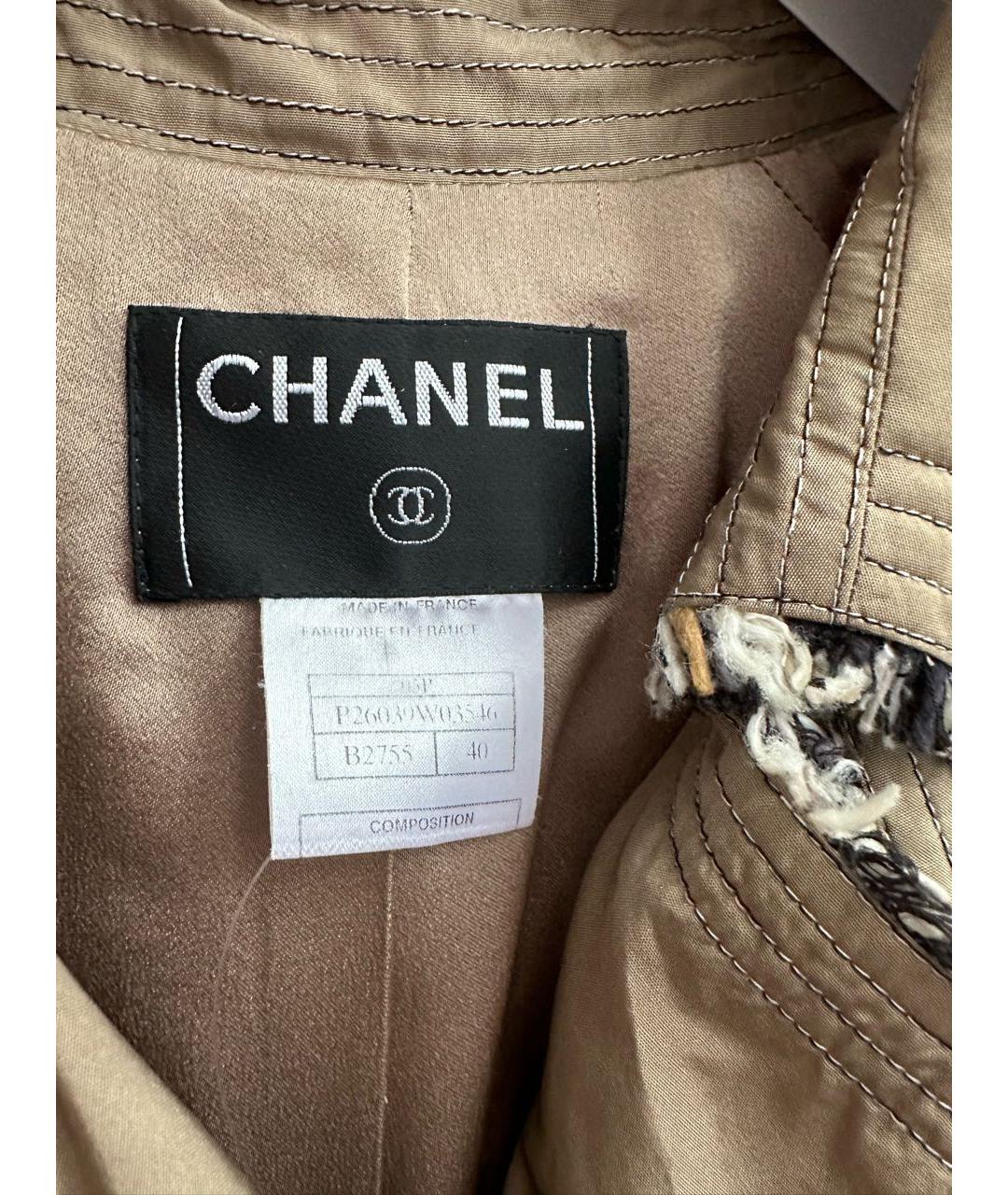 CHANEL PRE-OWNED Бежевый хлопковый тренч/плащ, фото 3