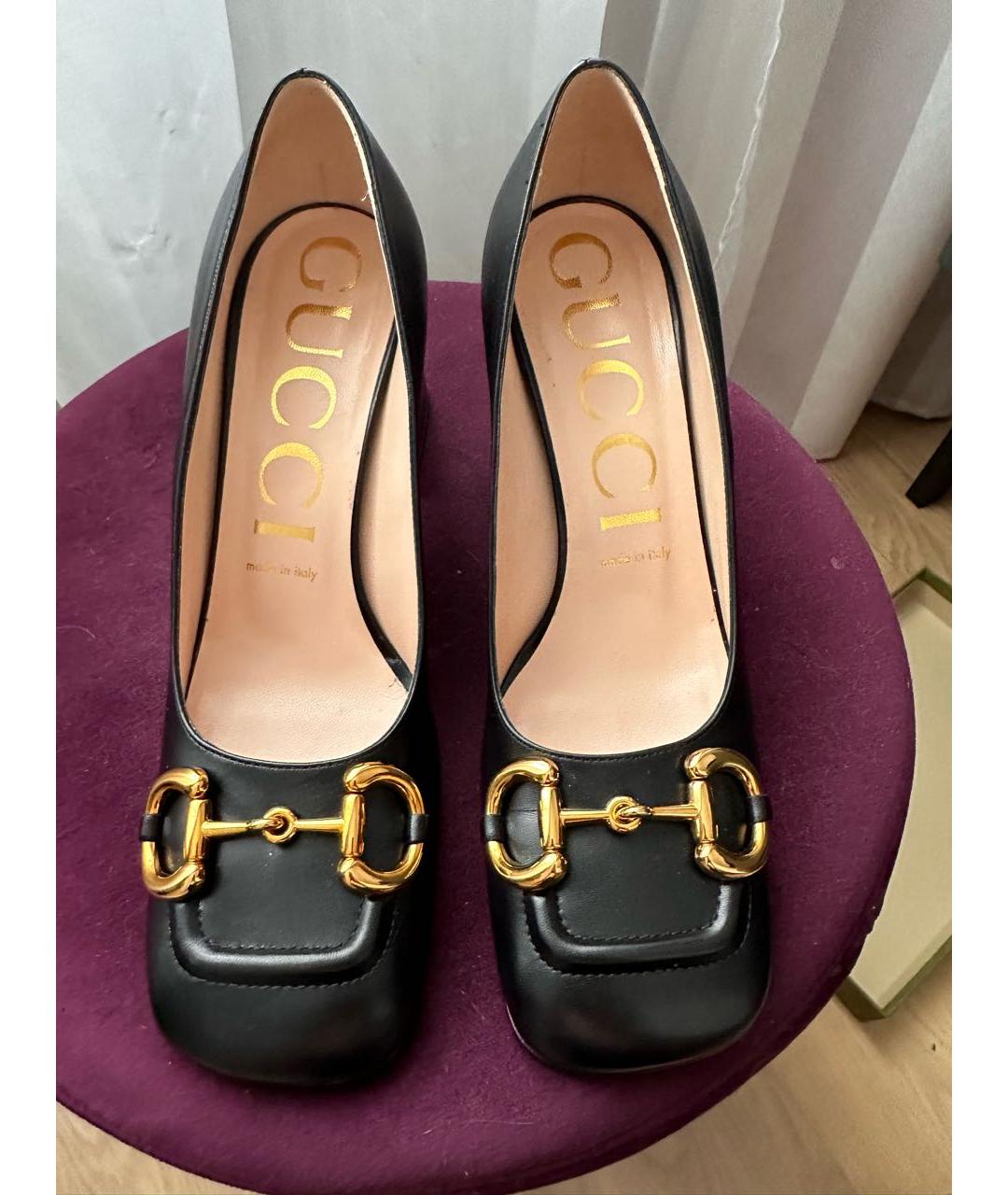 GUCCI Черные кожаные туфли, фото 2