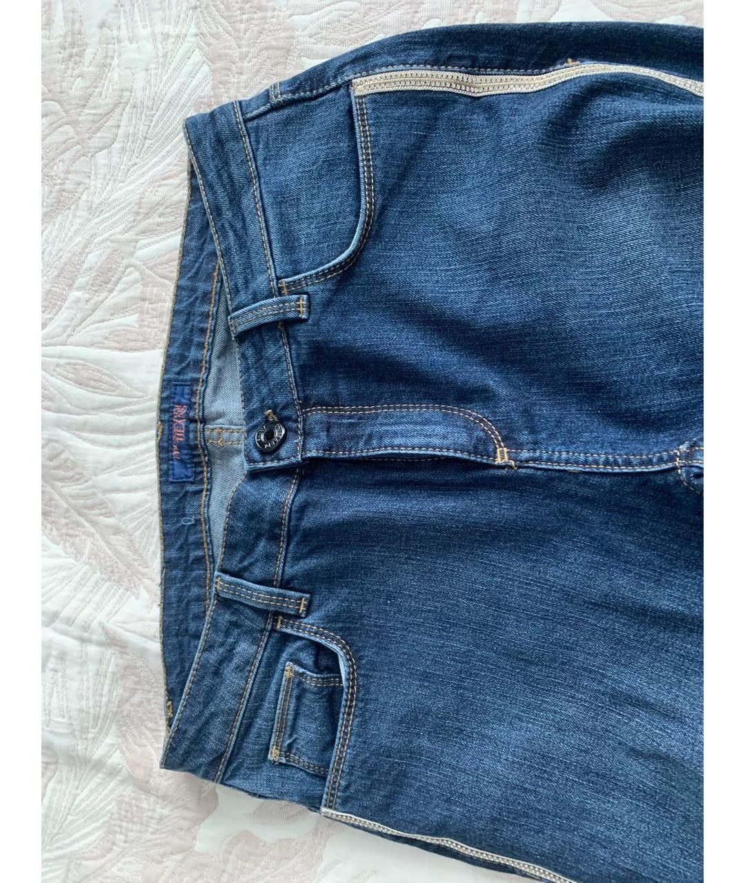 TRUSSARDI JEANS Темно-синие хлопко-эластановые джинсы слим, фото 4