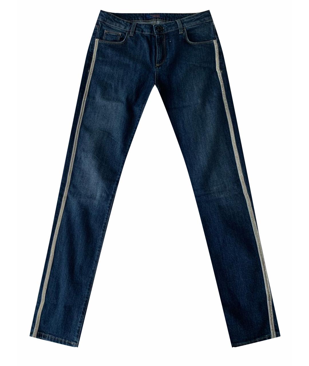 TRUSSARDI JEANS Темно-синие хлопко-эластановые джинсы слим, фото 1