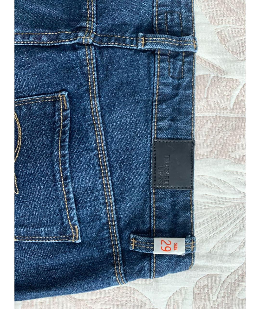 TRUSSARDI JEANS Темно-синие хлопко-эластановые джинсы слим, фото 6
