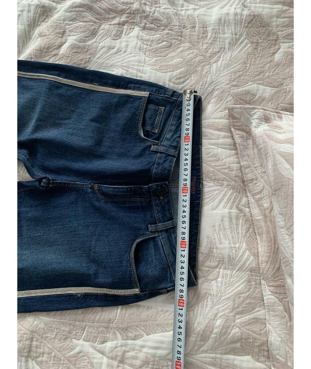 TRUSSARDI JEANS Темно-синие хлопко-эластановые джинсы слим, фото 8