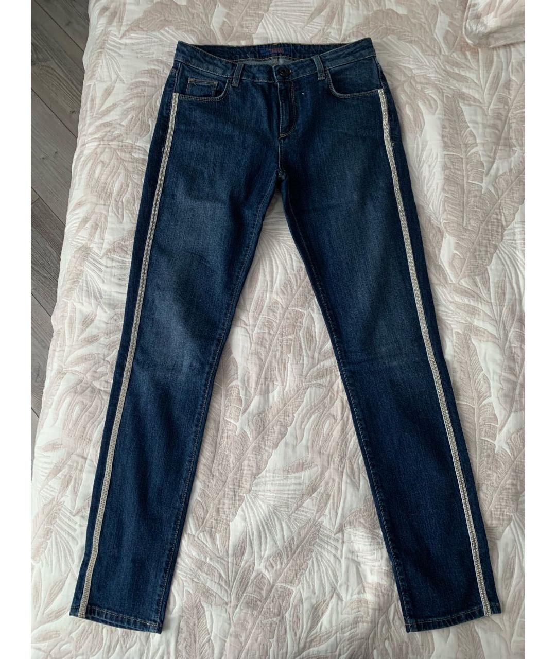 TRUSSARDI JEANS Темно-синие хлопко-эластановые джинсы слим, фото 9