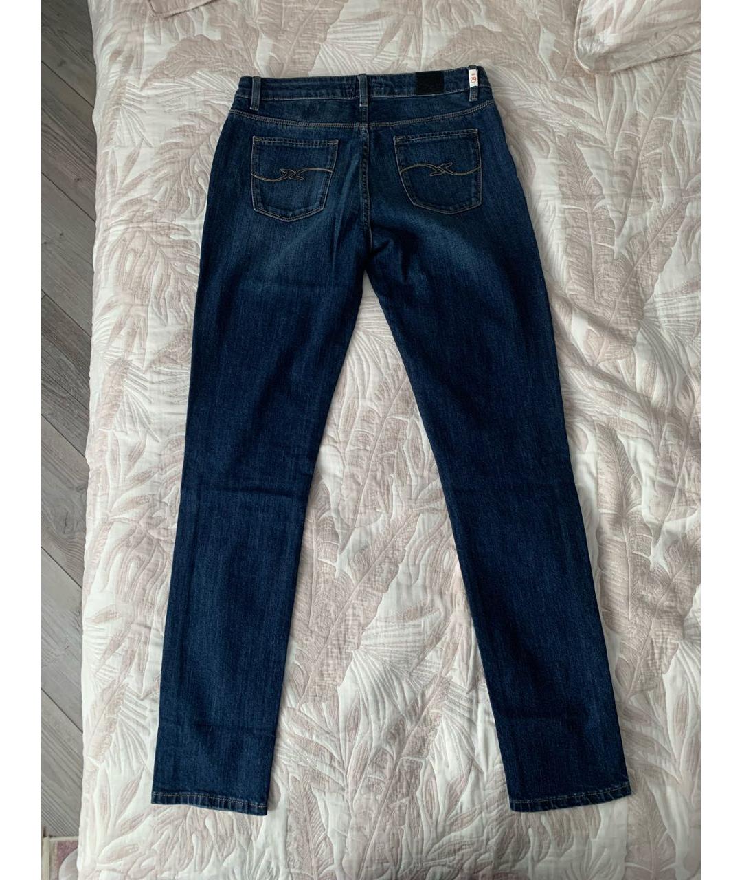 TRUSSARDI JEANS Темно-синие хлопко-эластановые джинсы слим, фото 2