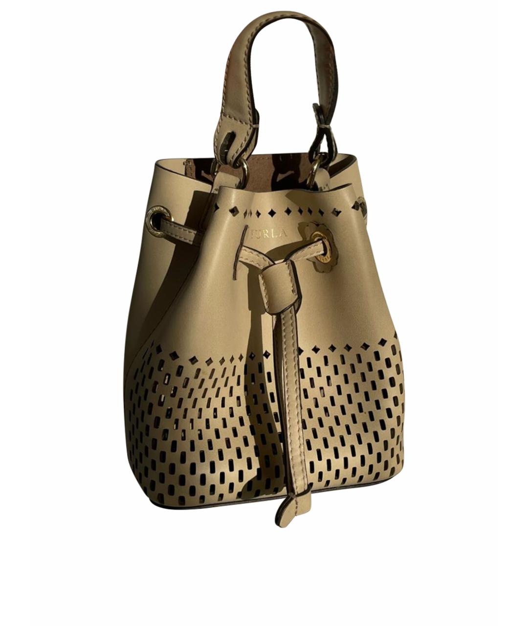 FURLA Бежевая кожаная сумка тоут, фото 1