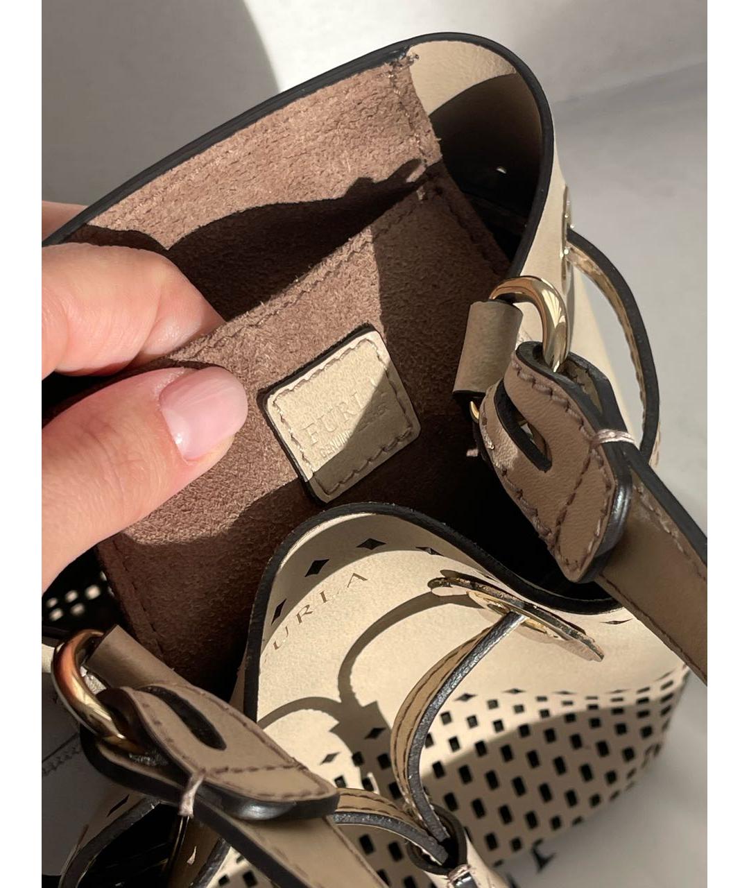 FURLA Бежевая кожаная сумка тоут, фото 6