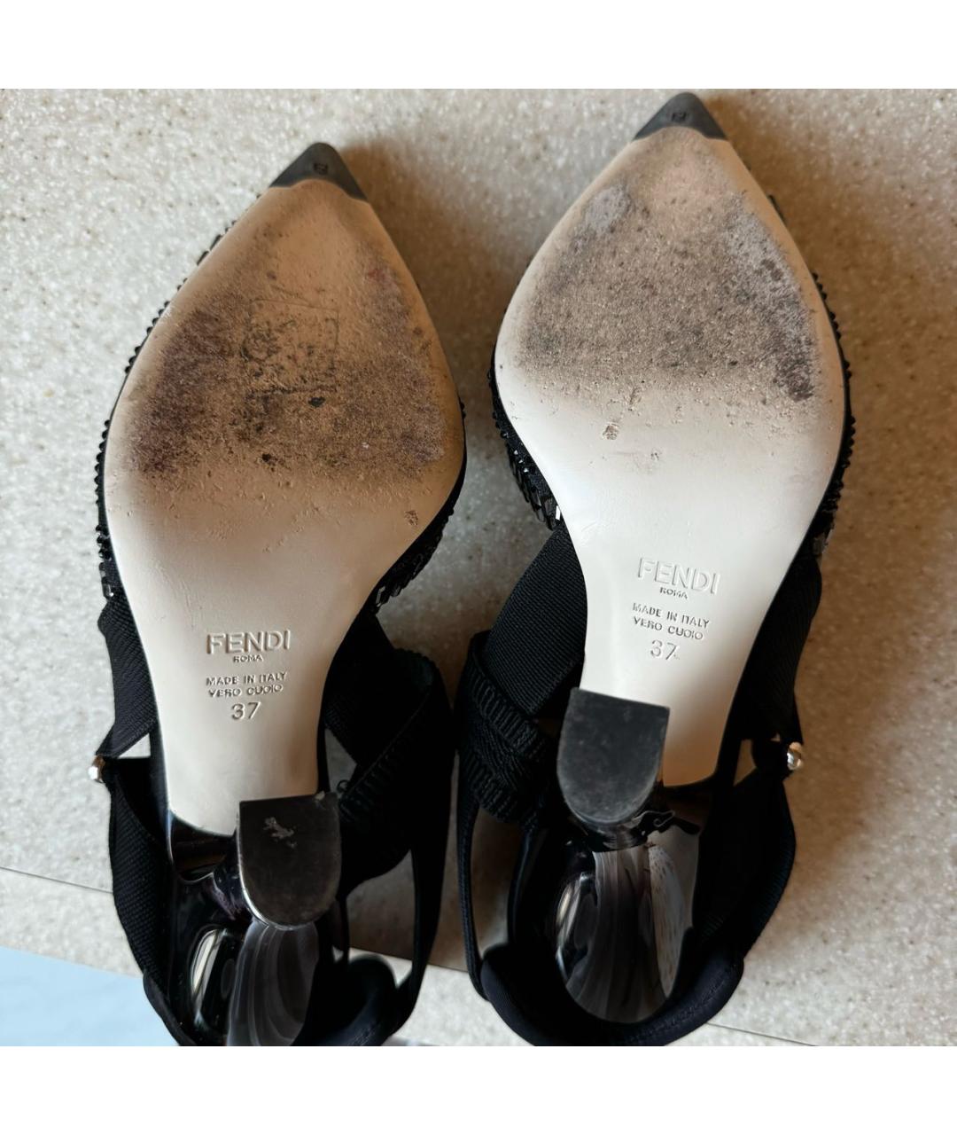 FENDI Черные синтетические туфли, фото 4