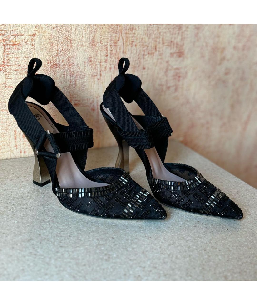 FENDI Черные синтетические туфли, фото 8