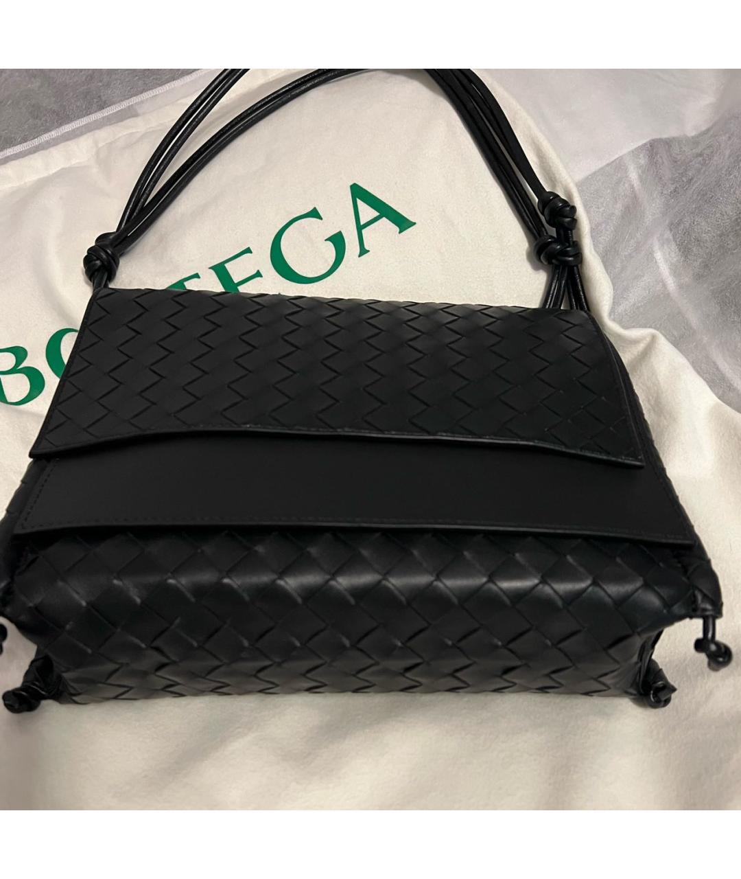 BOTTEGA VENETA Черная кожаная сумка через плечо, фото 3