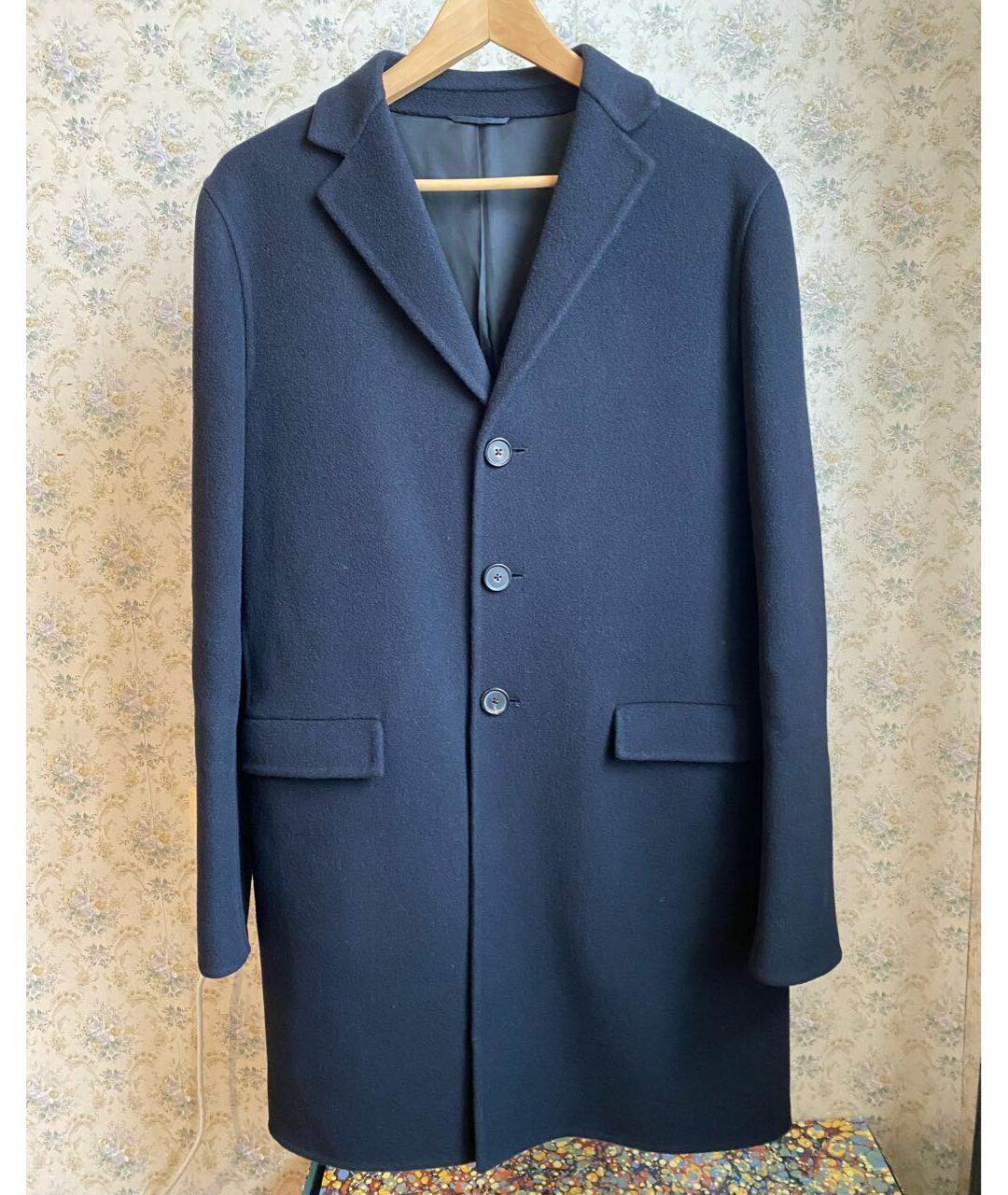 JIL SANDER Темно-синее шерстяное пальто, фото 9