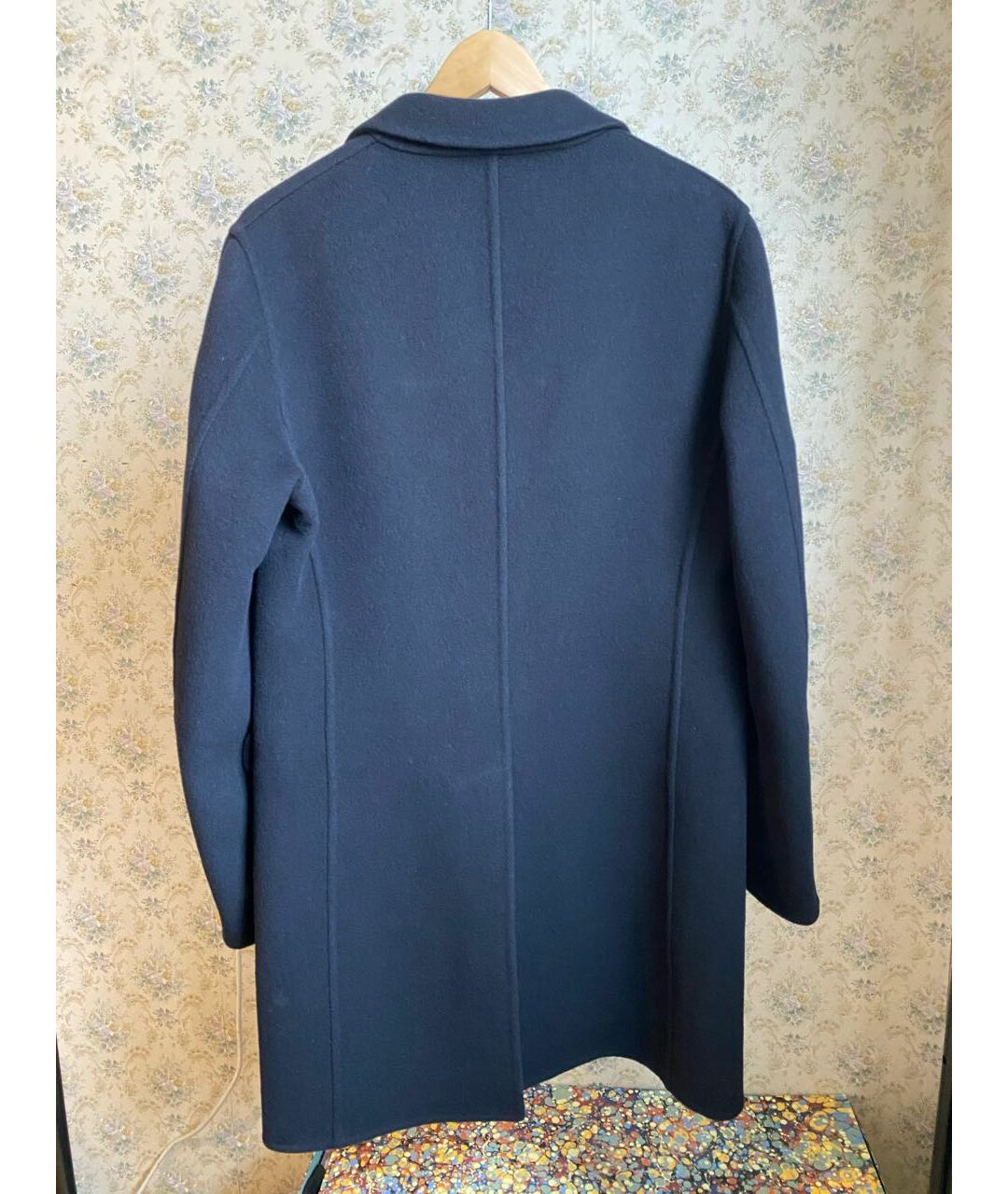 JIL SANDER Темно-синее шерстяное пальто, фото 2