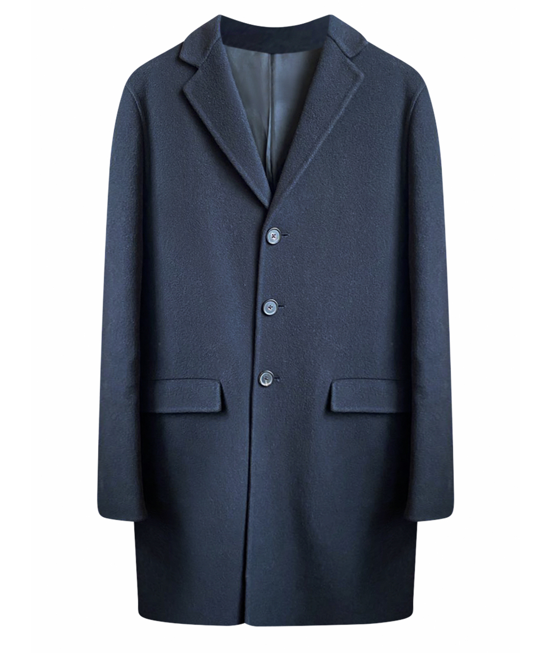 JIL SANDER Темно-синее шерстяное пальто, фото 1