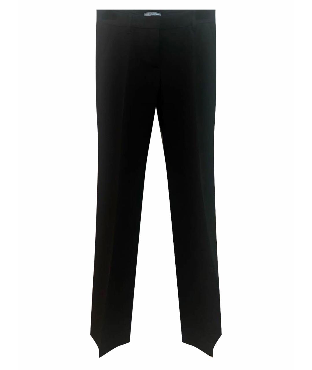 PRADA Черные шерстяные прямые брюки, фото 1