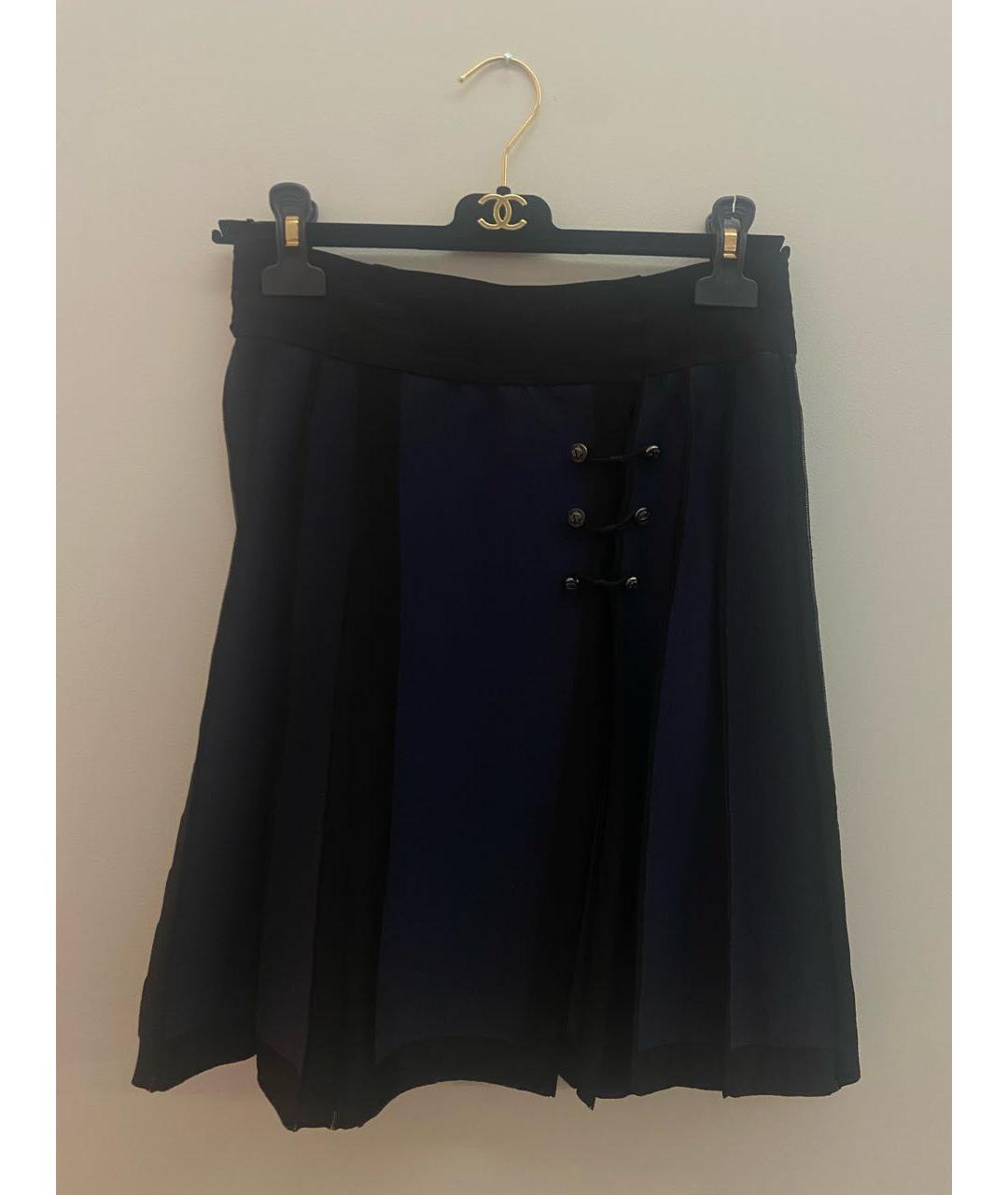 CHANEL PRE-OWNED Темно-синяя шерстяная юбка мини, фото 7