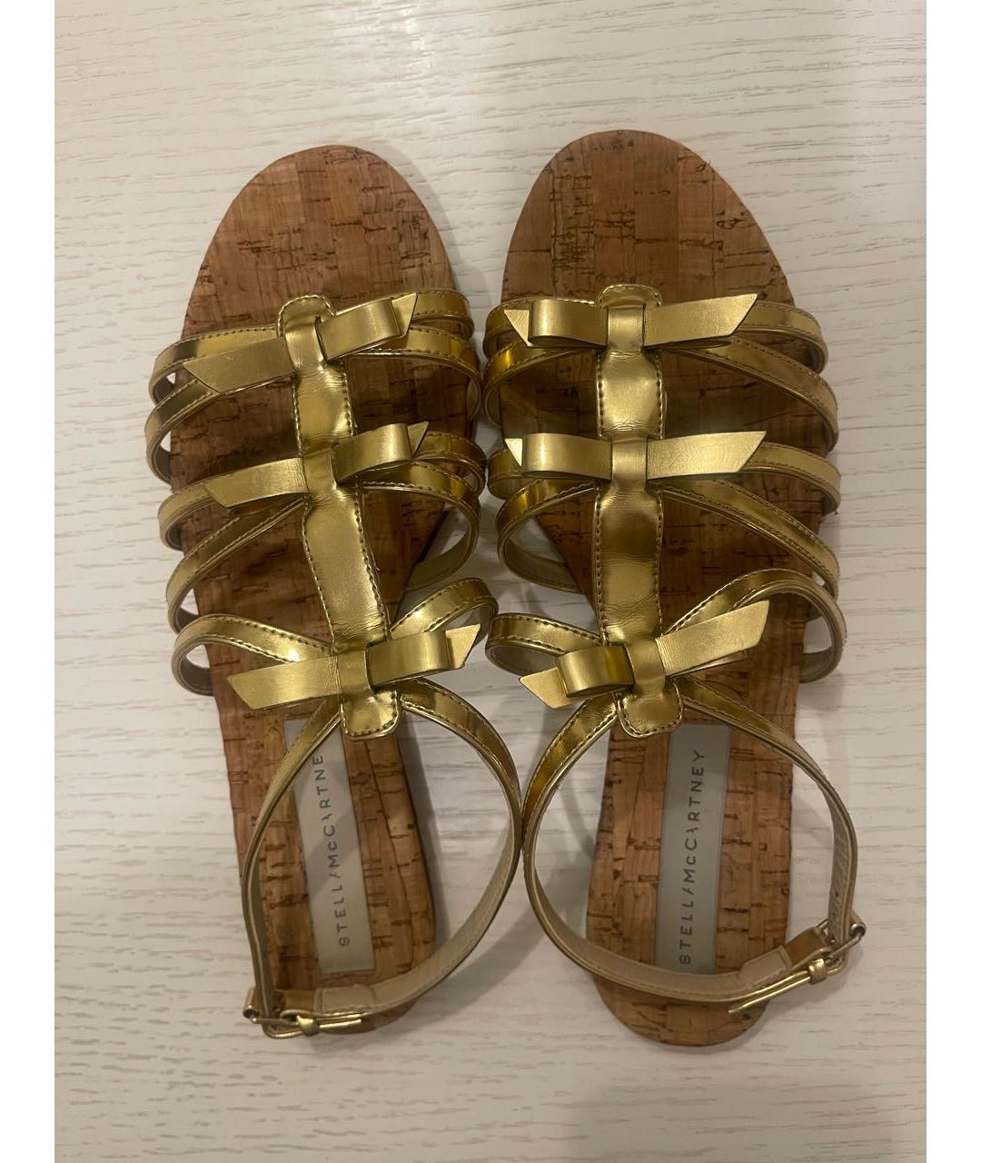 STELLA MCCARTNEY Золотые кожаные сандалии, фото 3