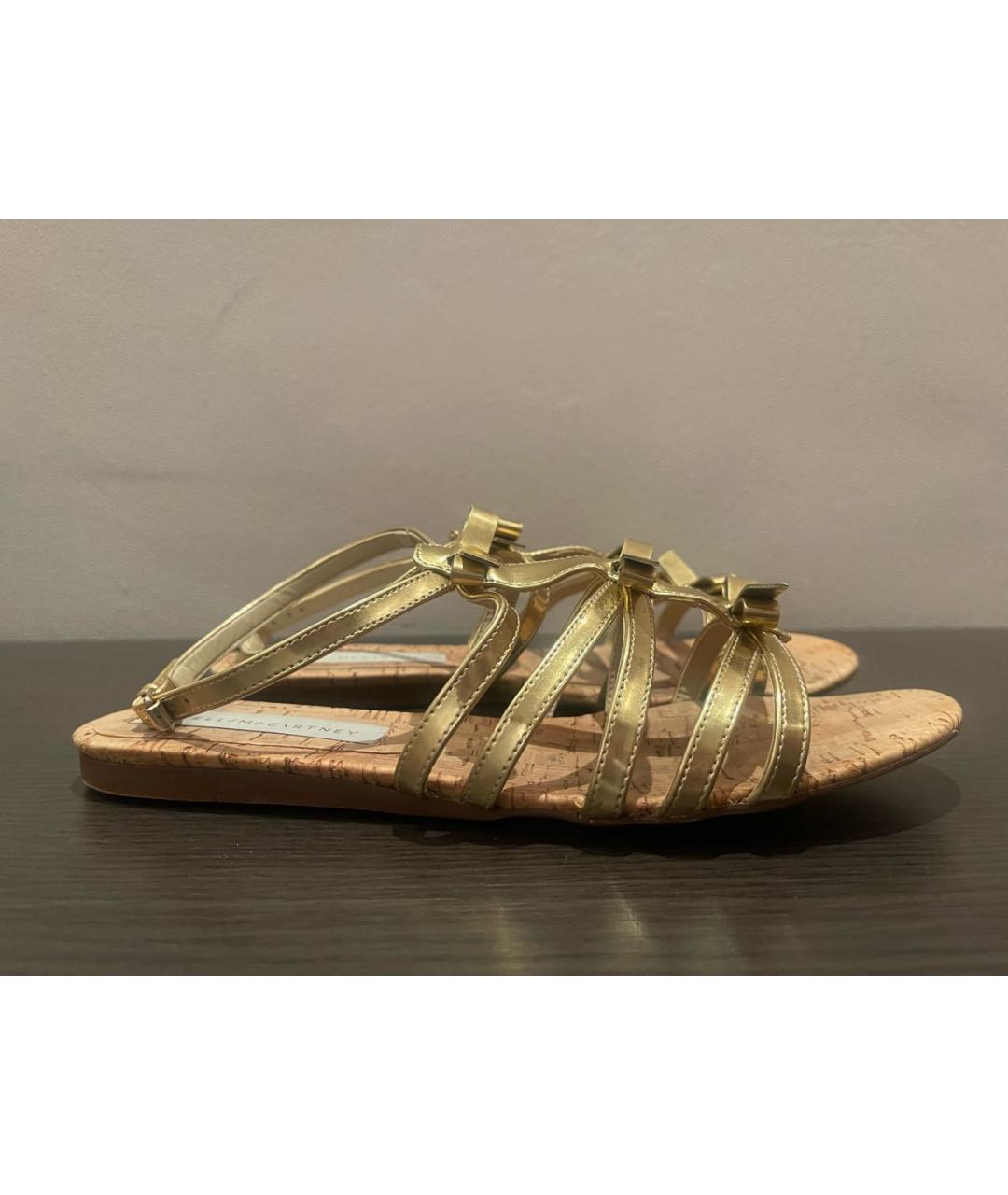 STELLA MCCARTNEY Золотые кожаные сандалии, фото 6