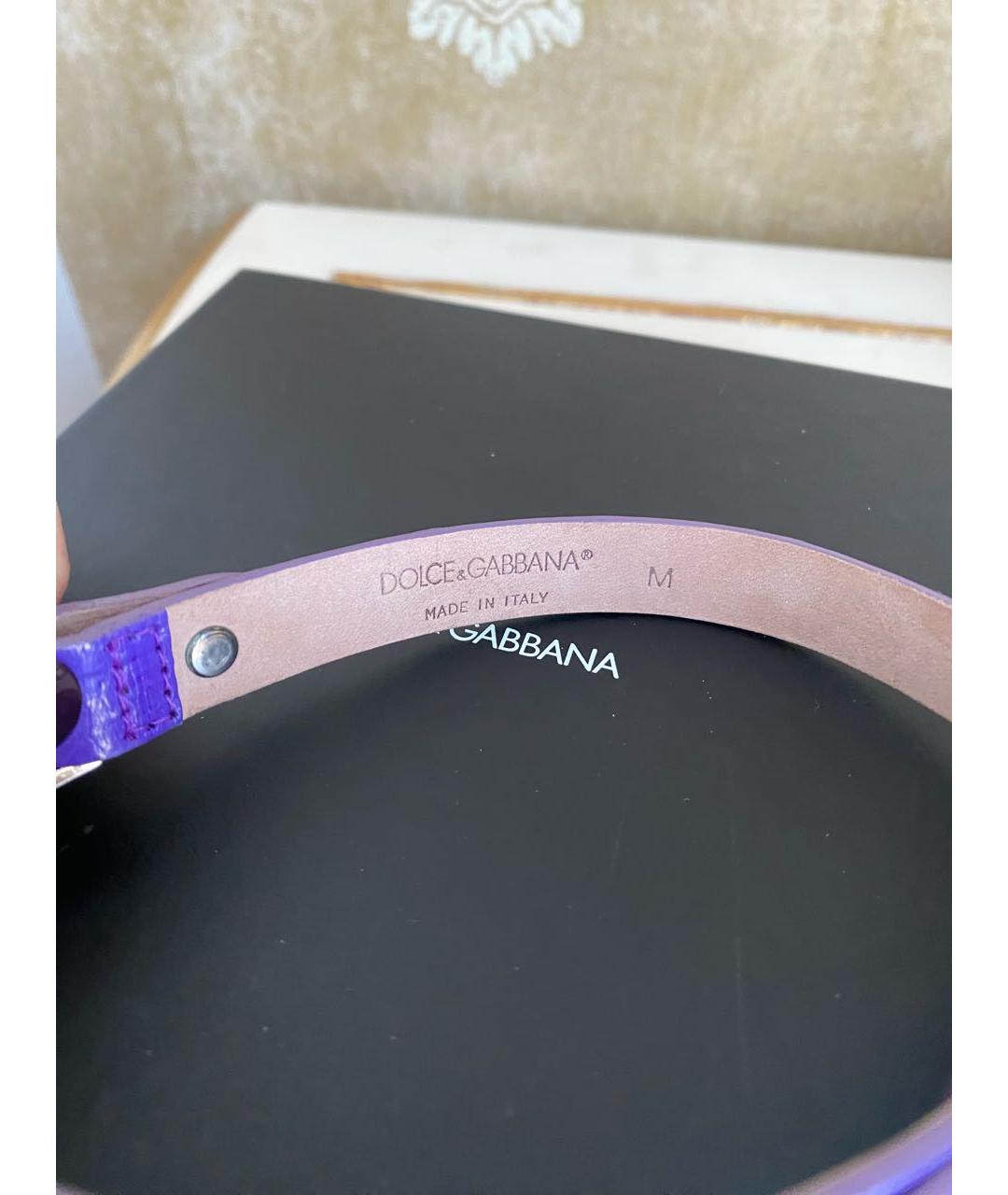 DOLCE&GABBANA Фиолетовый кожаный браслет, фото 3