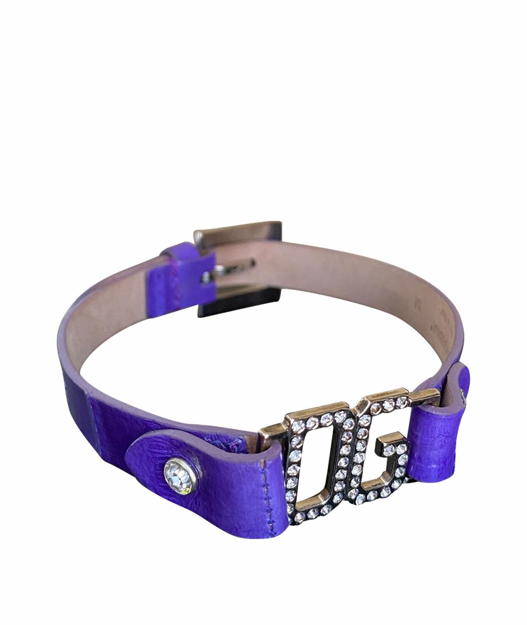 DOLCE&GABBANA Фиолетовый кожаный браслет, фото 1