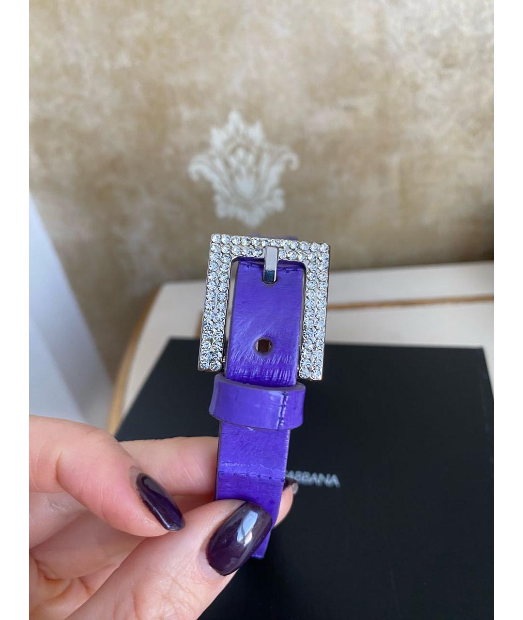 DOLCE&GABBANA Фиолетовый кожаный браслет, фото 4