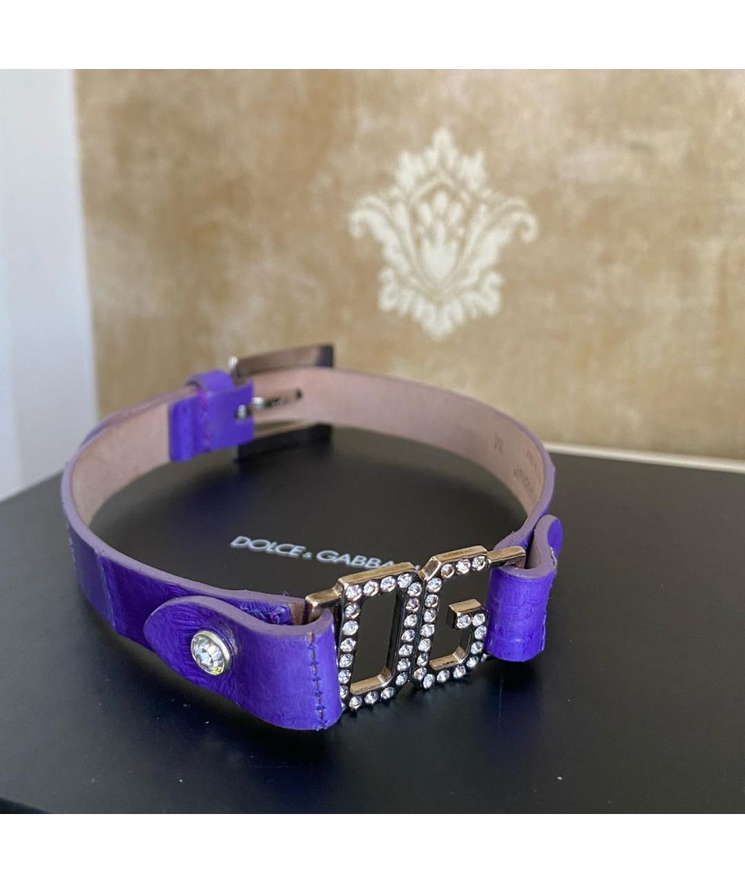 DOLCE&GABBANA Фиолетовый кожаный браслет, фото 8