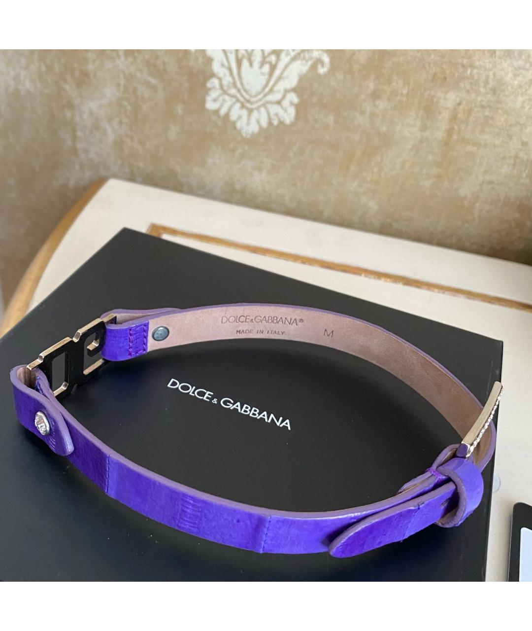 DOLCE&GABBANA Фиолетовый кожаный браслет, фото 6