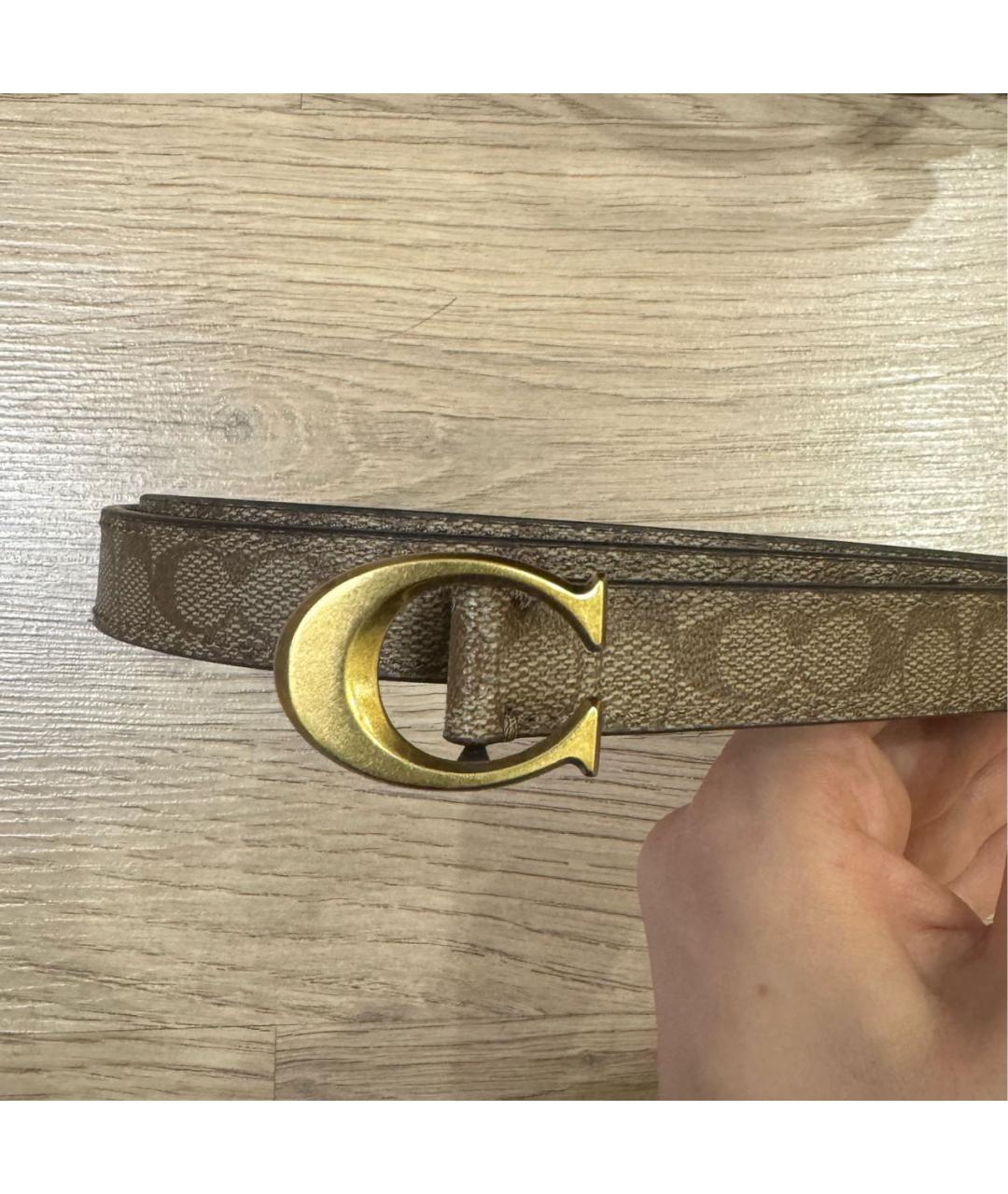 COACH Бежевый кожаный ремень, фото 5