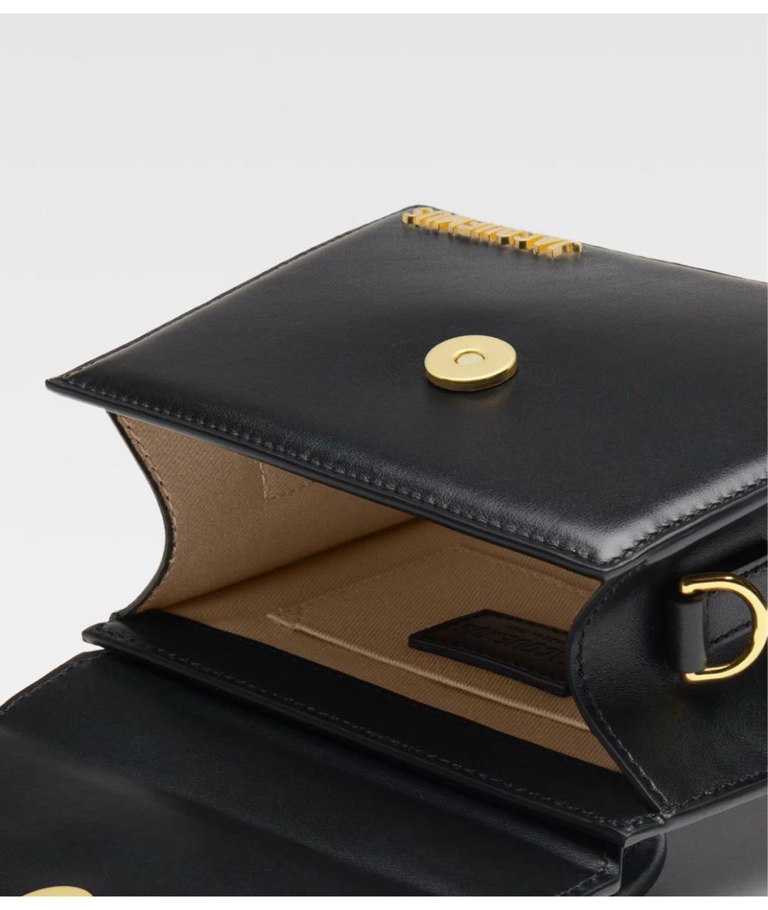 JACQUEMUS Черная кожаная сумка через плечо, фото 4