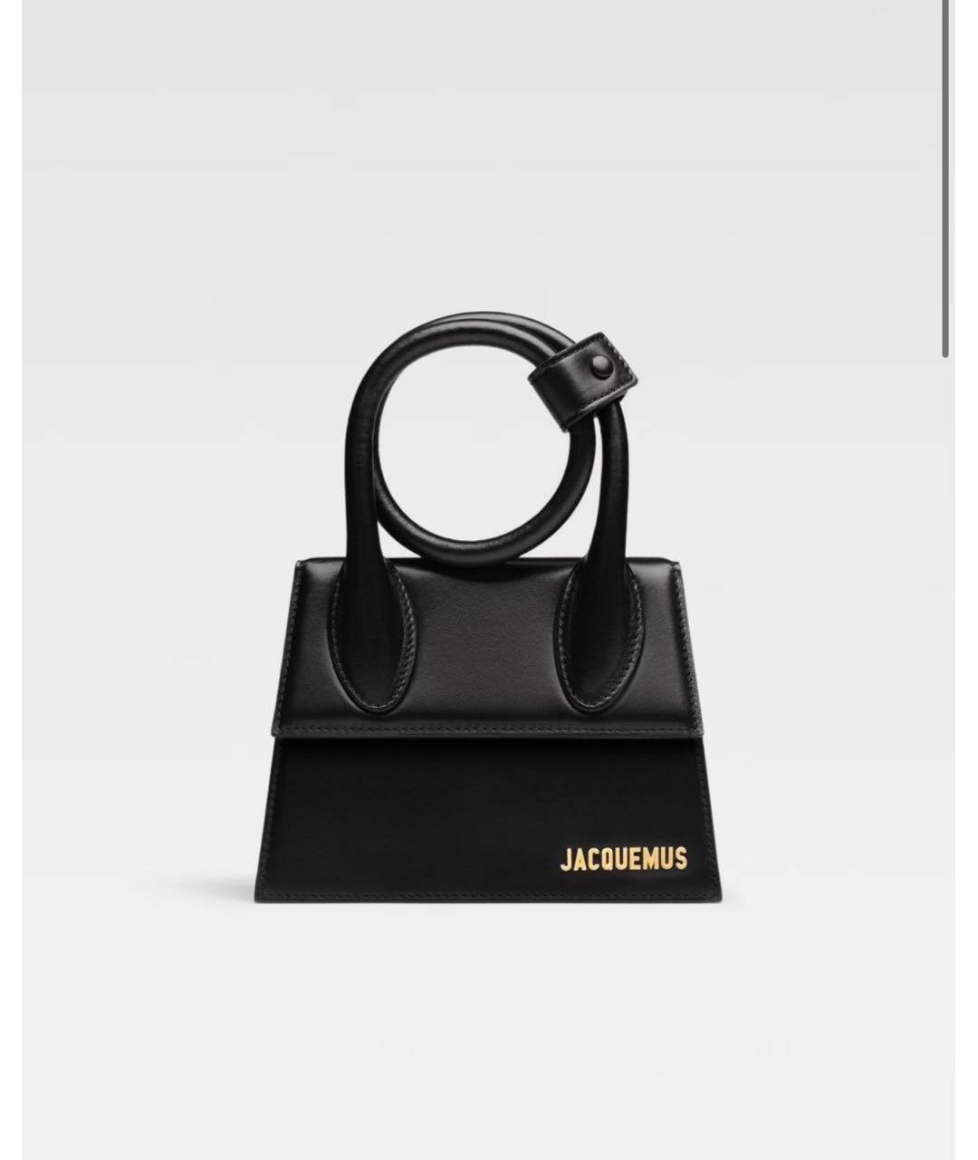 JACQUEMUS Черная кожаная сумка через плечо, фото 5