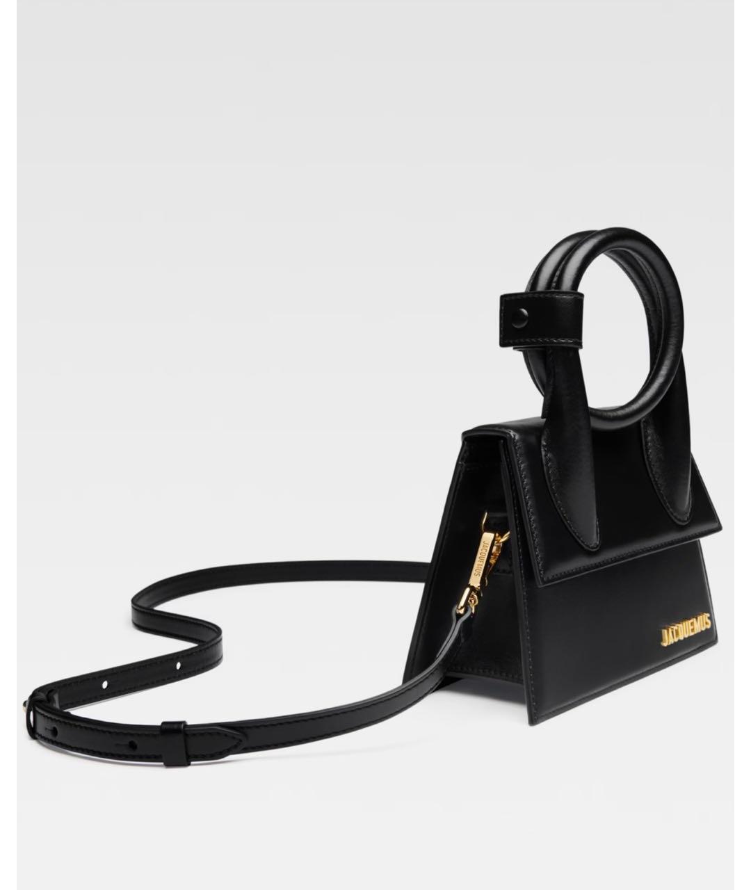 JACQUEMUS Черная кожаная сумка через плечо, фото 2