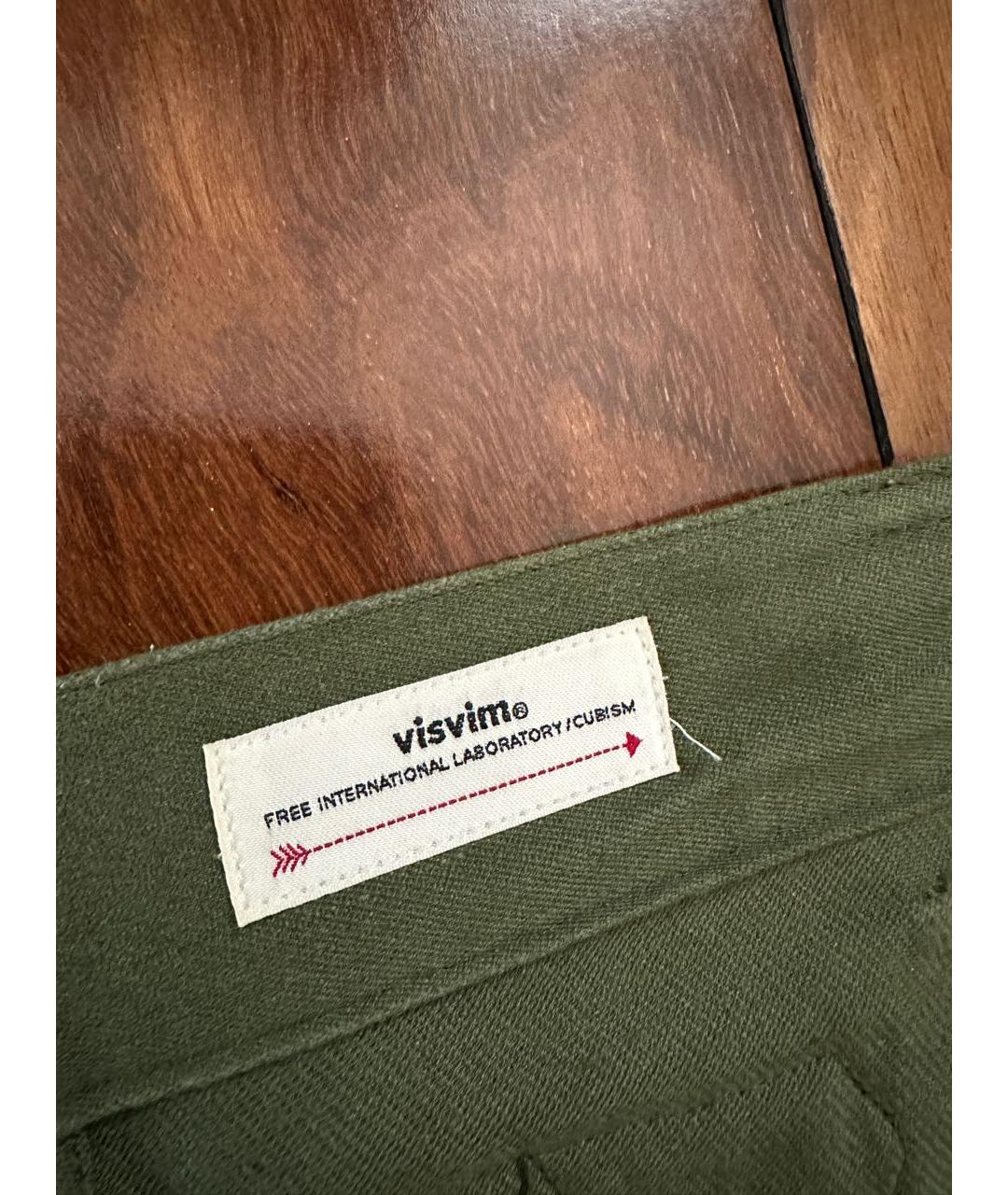 VISVIM Зеленые льняные брюки чинос, фото 7
