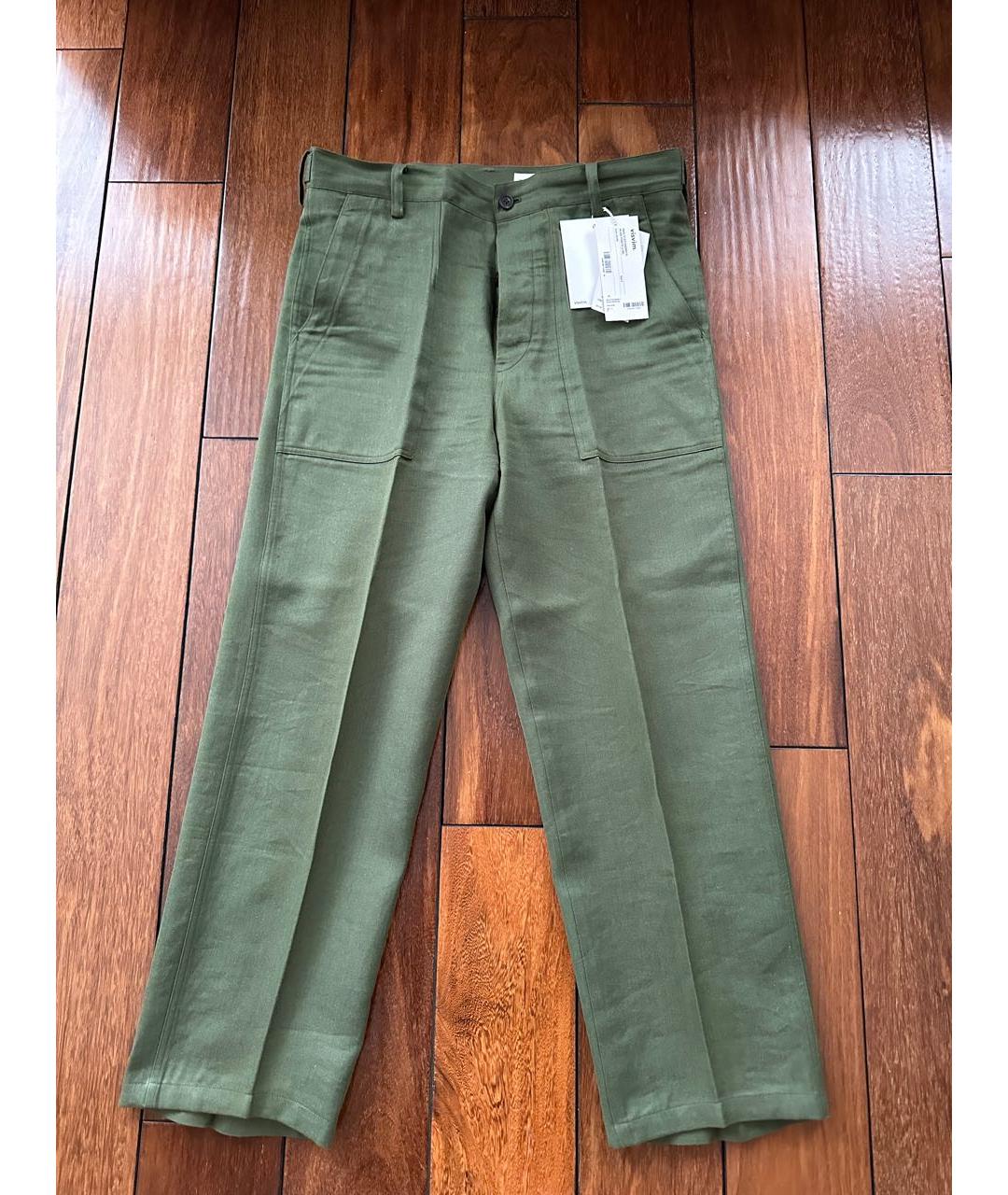 VISVIM Зеленые льняные брюки чинос, фото 9