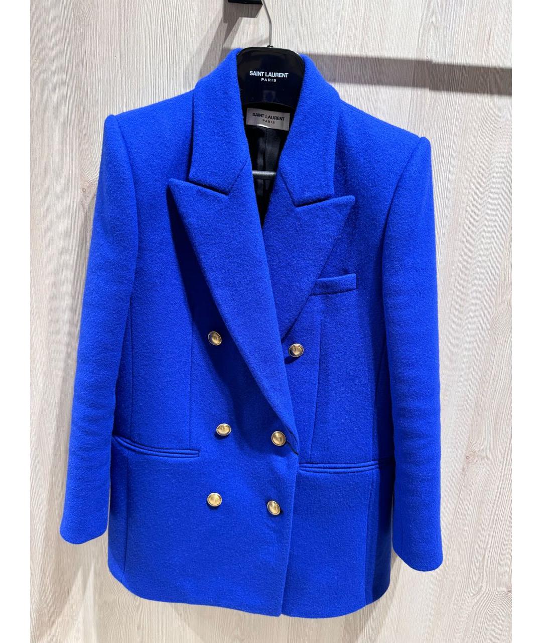 SAINT LAURENT Синий шерстяной жакет/пиджак, фото 3