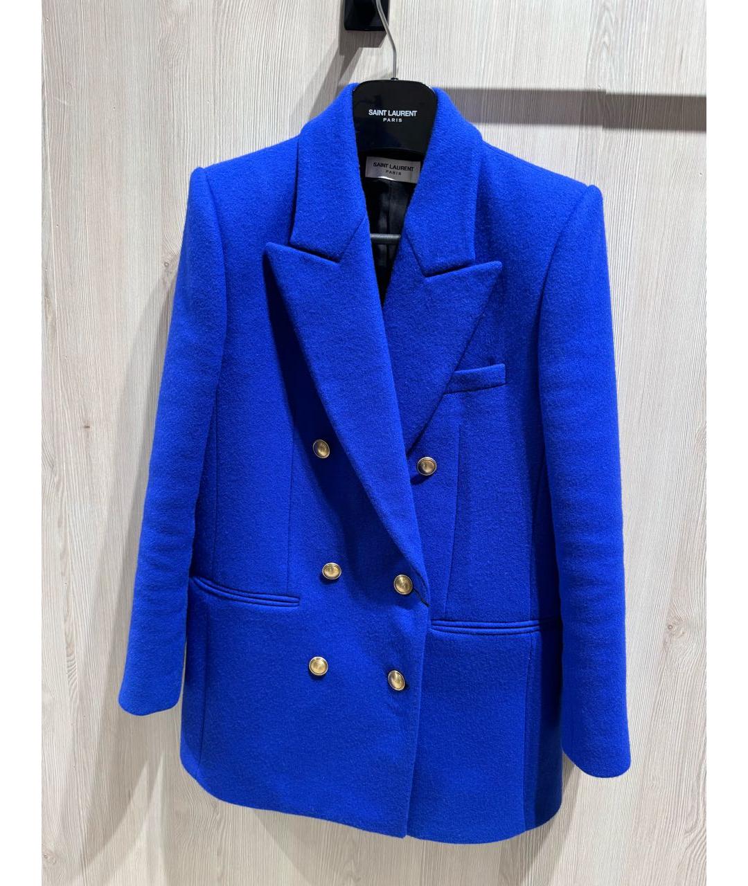SAINT LAURENT Синий шерстяной жакет/пиджак, фото 2