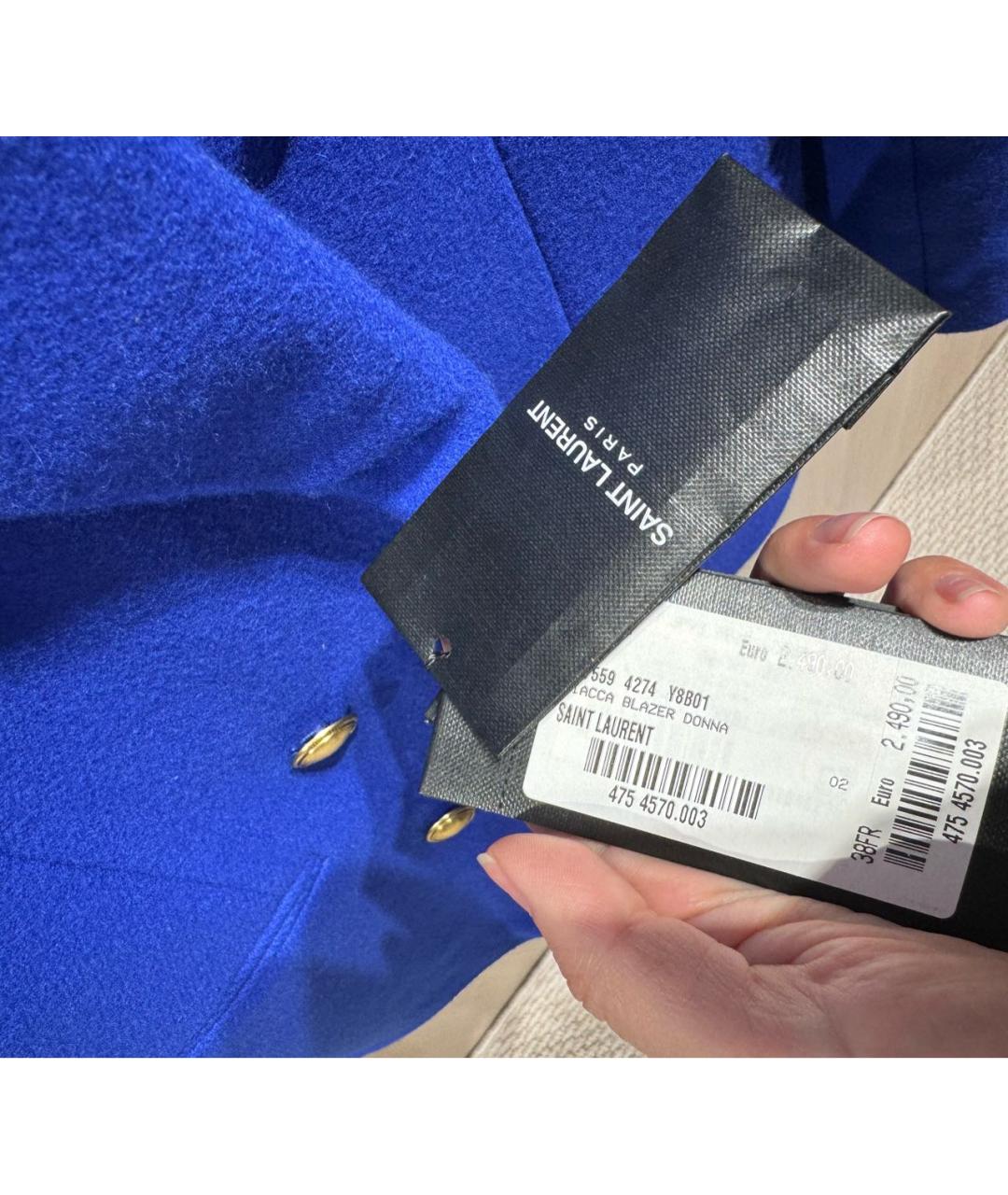 SAINT LAURENT Синий шерстяной жакет/пиджак, фото 7